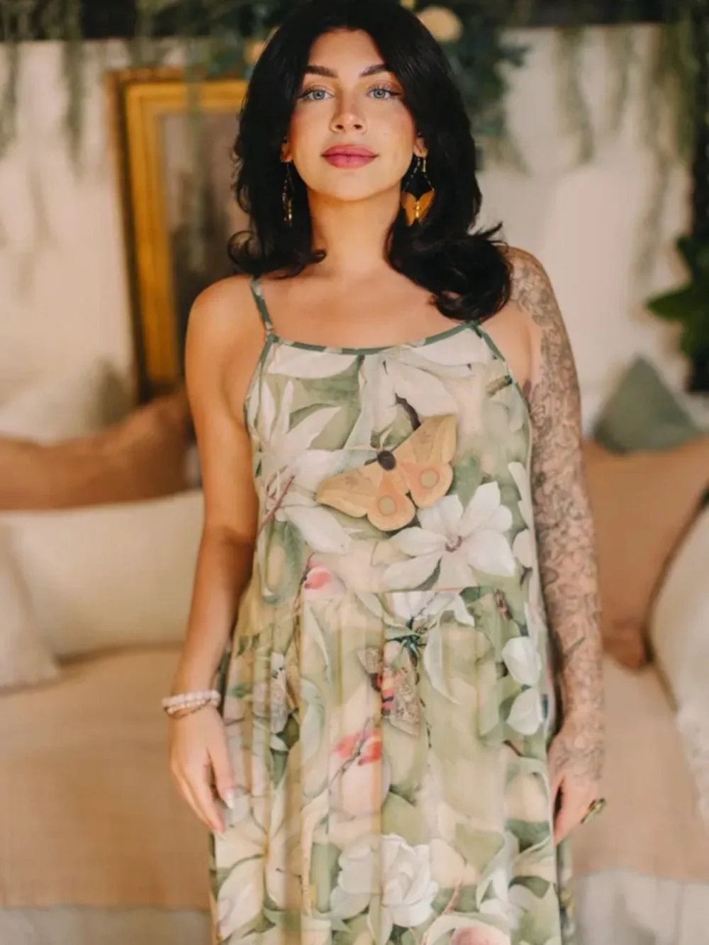 Fleur De Soleil Bohéme Long Maxi Slip Dress w/ Florals by Market of Stars - Picture 5 of 15